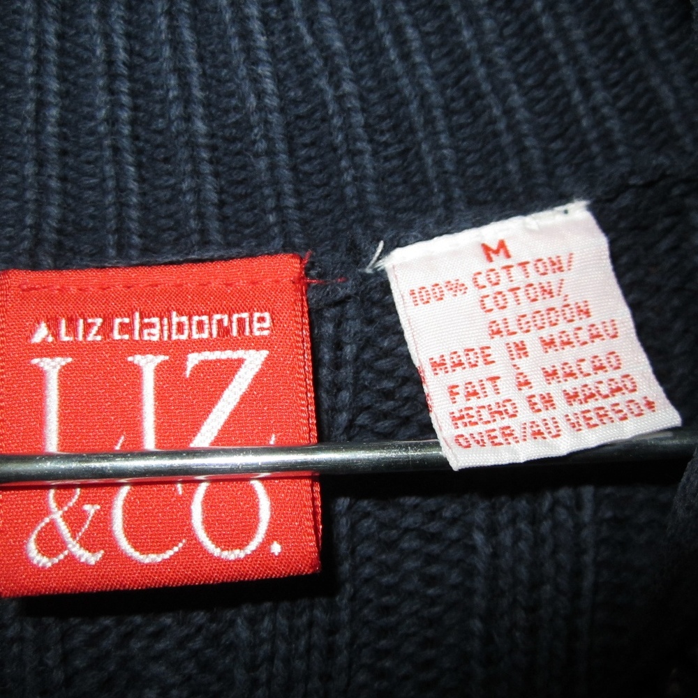 Liz Claiborne Cable Knit Sweater Blue Size M - Picture 2 of 3